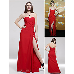Taylor Swift Sheath/ Column Sweetheart Sweep/ Brush Train Elastic Satin Evening Dress (FSA11338)