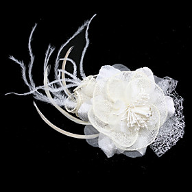 Gorgeous Flax/ Tulle With Feather/ Rhinestone Wedding Bridal Headpiece (0986-852223)