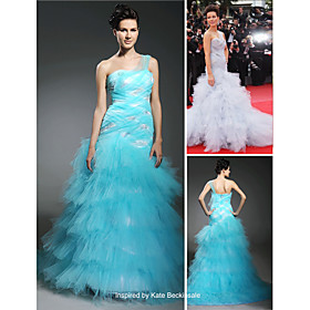 Kate Beckinsale Trumpet/ Mermaid One Shoulder Court Trains Sleeveless Tulle/ Elastic satin Cannes Film Festival Dress 2010 (FGY0791)