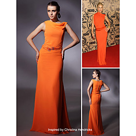 Christina Hendricks Sheath/ Column High Neck Floor-length Chiffon Emmy Dress/ Evening Dress (FSD0386)