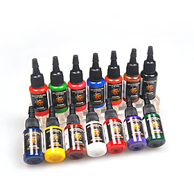 Highlights1. All the pigment neither Layer nor fade.2. One gram pigment is completely soluble in water, indicating color up very quickly. Skin can easily absorb pigment, no fade after the repair,color is very positive.3. 14 Bottles of Color Tattoo Ink Set 20 ml each bottleColor: Bubbleoum Pink,Golden Yellow,Lavender,Deep Blue,Country Blue,Brite Orange,Lime Green,Canary Yellow,True Green,Tribal Black,Crimson Red,Deep Magenta,Deep Turquoise,BritewhiteCapacity: 14 15ml? 14 Color Tattoo Ink Set 14 15ml