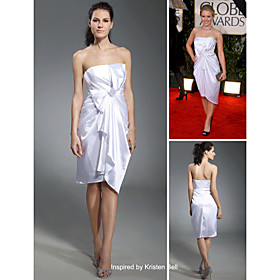 Kristen Bell Sheath/ Column Strapless Knee-length Sleeveless Elastic satin Golden Globe/ Evening Dress (FSH0591)