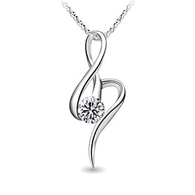 925 Sterling Silver Platinum Plated Pendant with Shining Rhinestone