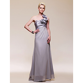 A-line One Shoulder Floor-length Chiffon Taffeta Evening Dress