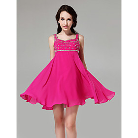 A-line Square Short/ Mini Chiffon Cocktail Dress