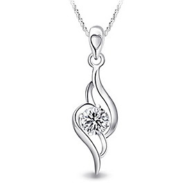 925 Sterling Silver Platinum Plated Pendant with Shining Rhinestone