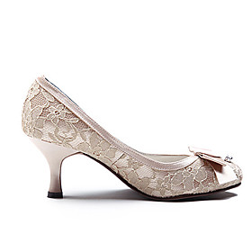 Lace/ Satin Upper Stiletto Heel Closed Toe With Lace Wedding Bridal Shoes