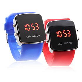 Modern Men's Watches - Silicone Band Modern Couple Jelly Sport Style LED Wrist Watch - Blue   Red