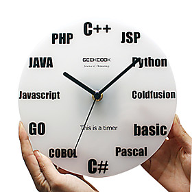 Creative Programming Language Pattern Wall Mounted Analog Clock