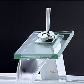 Contemporary Waterfall Bathroom Sink Faucet (Chrome Finish)