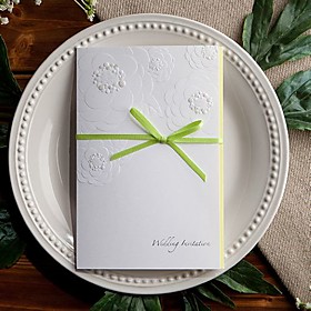 Embossed Invitation with Sage Bow (set of 50)