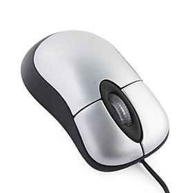 800DPI Mini Optical Mouse with Retractable Wire - Silver Black
