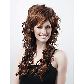 Capless Extra Long Synthetic Brown Curly Hair Wig