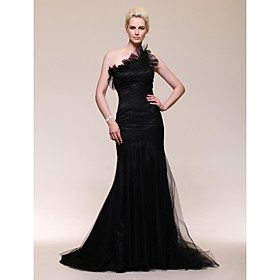 Taffeta Tulle Trumpet/ Mermaid One Shoulder Sweep Train Evening Dress inspired by Julia Stiles at Golden Globe Award