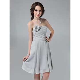 Princess Sheath/ Column Strapless Knee-length Chiffon Bridesmaid Dress