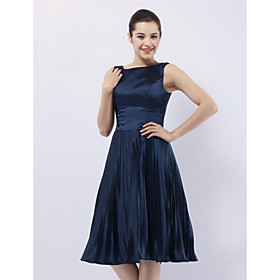Elastic Woven Satin A-line Bateau Knee-length Evening Dress inspired by Sex and the City