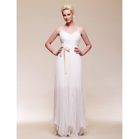 chiffon vaina / columna correas espaguetis piso de longitud vestido de noche inspirados en Zani Gugelmann