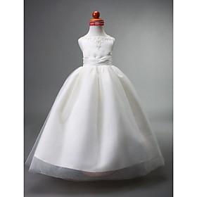 Ball Gown Straps Floor-length Satin Flower Girl Dress