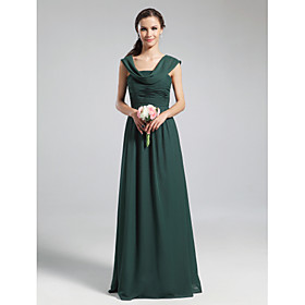 Sheath/ Column Cowl Floor-length Chiffon Bridesmaid Dress