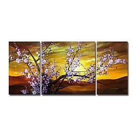 Hand-painted Floral Oil Painting with Stretched Frame - Set of 3