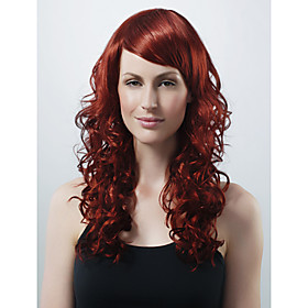 Capless Extra Long High Quality Synthetic Red Wine Curly Hair Wig 0463-453