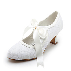 Top Quality Satin Upper High Heel Closed-toes With Ribbon Tie Wedding Bridal Shoes