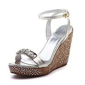 Top Quality Real Leather Upper High Heels Wedge Heels With Rhinestone Special Occasion Shoe/ Fashion Shoe (0985-K888) Top Quality Real Leather Upper High Heels Wedge Heels With Rhinestone Special Occasion Shoe/ Fashion Shoe (0985-K888)