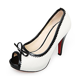 PU Leather Upper High Heel Peep-toes With Bowknot Fashion Shoes PU Leather Upper High Heel Peep-toes With Bowknot Fashion Shoes