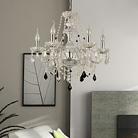 6-light The style of palace Glass Chandelier With Candle Bulb