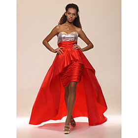 Sheath/ Column Sweetheart Asymmetrical Sweep/ Brush Train Sequined Evening Dress