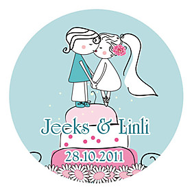 Personalized Favor Stickers - Kissing (pack of 90)