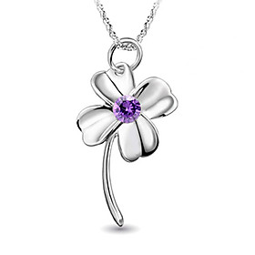 925 Sterling Silver Platinum Plated Pendant with Shining Rhinestone