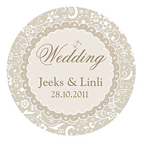 Personalized Favor Stickers - Lace Flower (pack of 90)