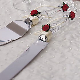Crystal Red Roses Wedding Cake Serving Set Crystal Red Roses Wedding Cake Serving Set
