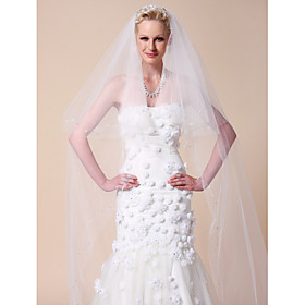 Two-tier Cathedral Wedding Veil With Lace Applique Edge