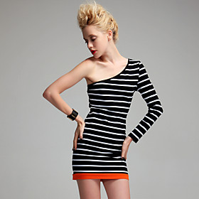TS One-Shoulder Striped Bodycon Dress