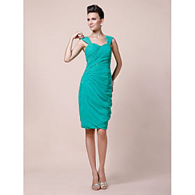 Sheath/ Column Sweetheart Straps Knee-length Chiffon Mother of the Bride Dress