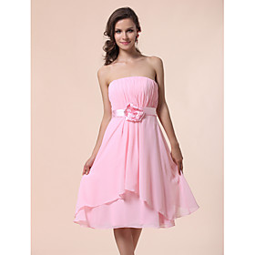 A-line Princess Strapless Knee-length Chiffon Bridesmaid Dress