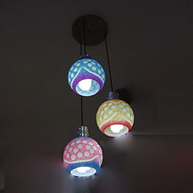 Globe Shaped 3-Light Bar Pendant Light with Colorful Lamp