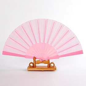 Pink Silk Hand Fans (set of 6)
