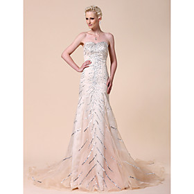 Organza Trumpet/ Mermaid Sweetheart Court Train Evening Dress inspried by Ashley Greene