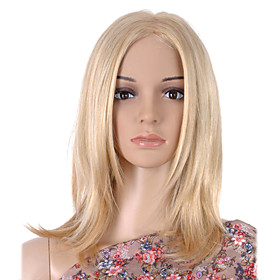 Spitzenrand mittlerer Länge hochwertigem synthetischen hellblonde glatte Haare Perücke (0463-lpp521) Spitzenrand mittlerer Länge hochwertigem synthetischen hellblonde glatte Haare Perücke (0463-lpp521)