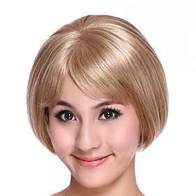 Part Hand Tied Capless Bob High Quality Synthetic Light Golden Hair Wig