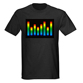 Sound and Music Activated Spectrum VU Meter EL Visualizer LED T-shirt (4 AAA)