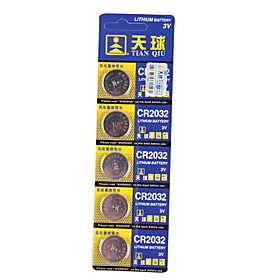 TIANQIU 3V Lithium CRCR 2032 Battery, 5pcs