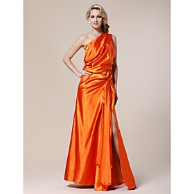 Elastic Woven Satin Sheath/ Column One Shoulder Floor-length Evening Dress inspired by Karolina Kurkuva