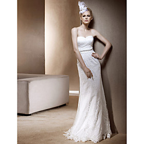 Sheath/ Column Sweetheart Floor-length Lace Wedding Dress