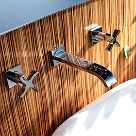 Solid Brass Wall Mount Bathroom Sink Faucet (Widespread)