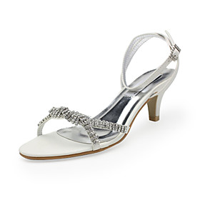 Leatherette Upper Low Heel Sandals With Rhinestone Wedding Shoes More Colors Available