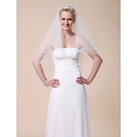 Two-tier Elbow Wedding Veil With Pencil Edge Two-tier Elbow Wedding Veil With Pencil Edge